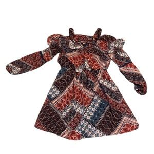 Speechless Multicolor Patterned Boho Kids Mini Dress Size 8